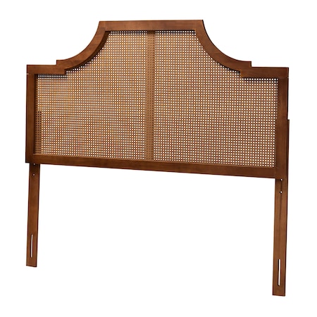 Baxton Studio Risha Mid-Century Modern Ash Walnut Finished Wood and Rattan Queen Size Headboard 237-12648-ZORO